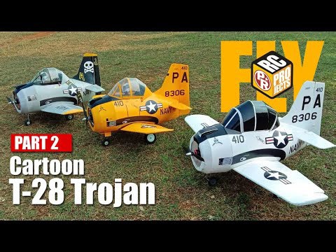 How to fly a cartoon T-28 Trojan RC plane flight test