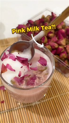 Pink milk tea? 🌸 Try this easy rose milk tea recipe! #drinks #cafe #homecafe #asmr | When In Manila