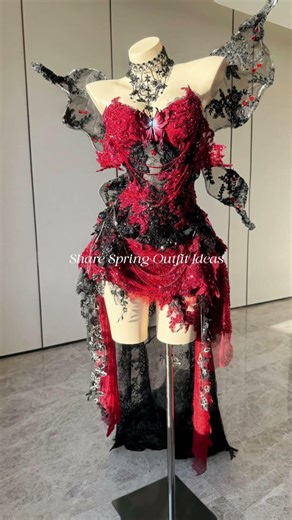 ❤️‍🔥Red & Black Fairy Train Dress🌹