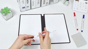 SAYEEC Whiteboard Notebook, Portable Dry Erase Board Fineliner Pens, PU Cover Erasable Handheld White Board Reusable Drawing Notebook Easel Pad for Meeting Business Office School (Navy Blue)