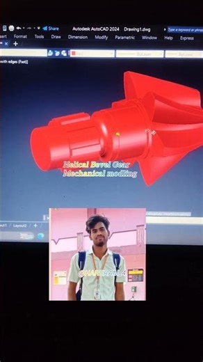 Helical Bevel Gear Design in AutoCAD | 3D Mechanical Modeling Tutorial⚙️#autocad #mechanicaldrawing