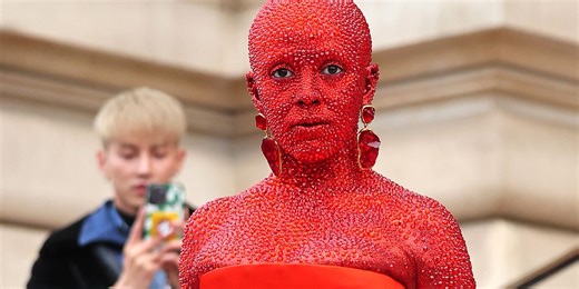 Doja Cat Covered Herself in Red Body Paint and 30,000 Crystals for Schiaparelli’s Paris Fashion Week Show