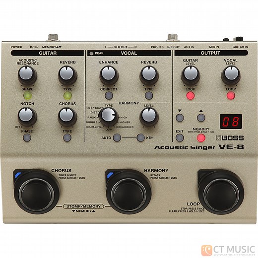 เอฟเฟคร้อง Boss VE-8 Acoustic Singer สต็อกแน่น พร้อมส่ง - CT Music