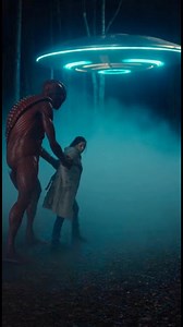 Under a hovering UFO, a red alien grabs a woman running through fog. As she turns, #usareels #sea #horrorshort #usa #mummy | Uncovering History And Civilizations