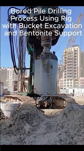 Foundation Bored Pile Drilling | Bentonite + Bucket Action #shorts