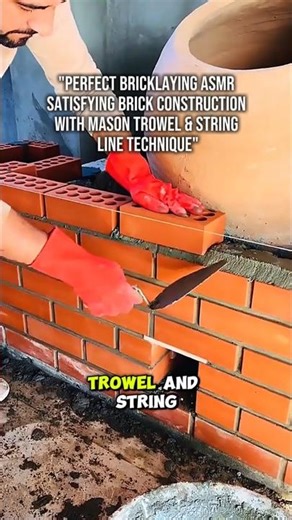 Perfect Bricklaying ASMR | Satisfying Brick Construction with Mason Trowel & String Line Technique