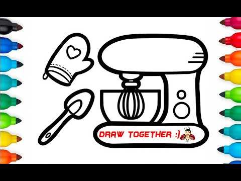 How to draw kitchen accessories and a mixer ❤️🎨/ Easy Drawing #art #drawing #coloring