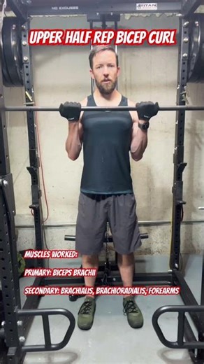 Barbell Upper Half Rep Bicep Curl 💪 Build Bigger Peaks FAST! #biceps #armworkout #gymshorts