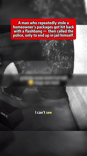 14K views · 571 reactions | Package Thief Gets a Flashbang Surprise — Then Calls the Cops on Himself!  Watch full video in the first comment | Police Patrol | Facebook