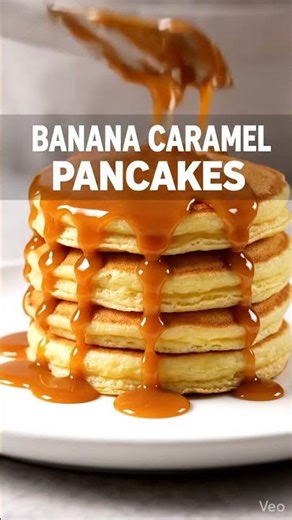 Fluffy Banana Caramel Pancakes Recipe | Easy Homemade Breakfast #pancakerecipe