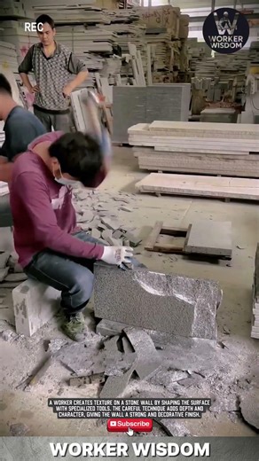 Workers Creating Stone Texture for Walls | Realistic Stone Finish Process #workwonder #workerwisdom