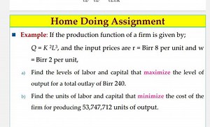 Home Doing AssignmentExample: If the production function of a ... | Filo