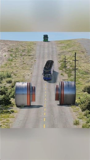 BUS VS Capsule Bus vs BOLARDS#crashdrive #beamngdrive