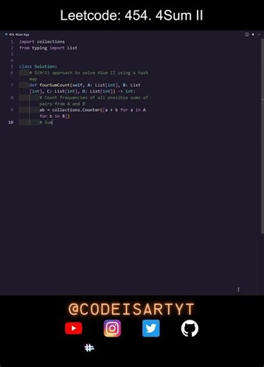 4Sum II - LeetCode 454 | Python Solution Explained (Medium)