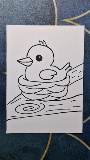 bird nest drawing, bird drawing, nest drawing, how to draw a bird nest