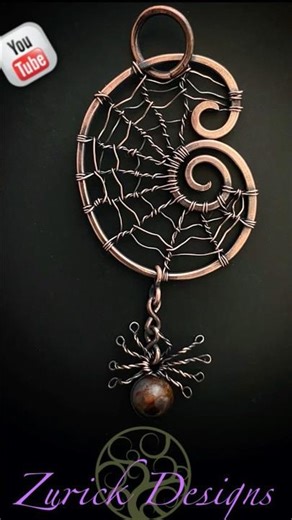 Spooky Wire Spiders & Webs 💜🕷️#spider #halloween #wirewrapping #spiderweb #halloweenjewelry