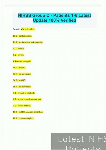Latest NIHSS Group C Patients 16 Latest Update 100 Verified770 video