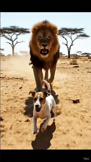 Lion Chasing Dog Slowly #shorts