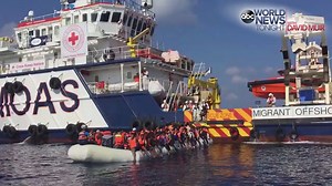 25K views · 504 reactions | RESCUED OFF LIBYA: Over 120 people were found floating in an overcrowded inflatable boat off Libya on Sunday, by rescue workers from the European Migrant Offshore Aid Station. The Italian Red Cross - Croce Rossa Italiana later brought the people on board and gave them care. | ABC World News Tonight with David Muir | Facebook