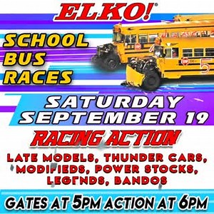 Figure 8 School Bus Races 🚌, Racing Action 🏁, and FREE Beer 🍺with Adult Online Ticket TONIGHT @ ELKO! Get Tickets: https://bit.ly/2Rkmxc7 (OR) elkospeedway.com | Elko Speedway