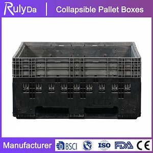 [Hot Item] 1200*1000*1000mm Four Ways Entry Solid Stackable Large Folding Collapsible Bulk Container with Wheels