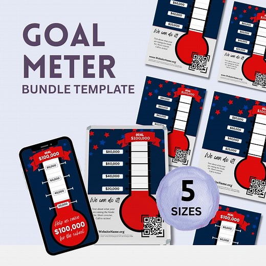 Printable Fundraising Thermometer: Goal Tracker Canva Template (digital Download) - Etsy