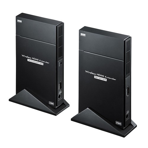 VGA-EXWHD5【ワイヤレスHDMIエクステンダー（据え置きタイプ・セットモデル）】HDMI信号をワイヤレスで送信し離れた場所に設置された液晶テレビやプロジェクターから出力できる、ワイヤレスHDMI送受信機のセットモデル。据え置きタイプ。 | サンワサプライ株式会社