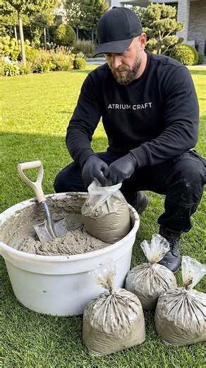 DIY Stone Planter Made from Cement Bags | Satisfying Garden Build