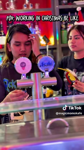Magic Momo Kafe Christmas Vibe!!!!! Customers love the hats… Staff?? Not so much.. #magicmomokafe #nepaleserestaurant #nepalesefoodmelbourne #funnyvideos #justforfun @sarina🪻 @Prameela Kathayat
