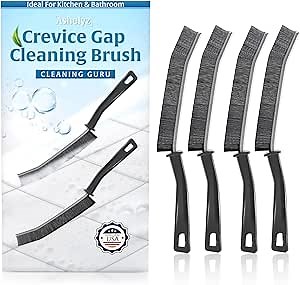 4Pcs Crevice Gap Cleaning Brushes, Hard to Reach Crevice Cleaning Brushes for Cleaning Bathroom, Long Handle & Hard Bristle Gap Brush, Suitable for Window Track, Sink Edges & Small Narrow Gaps