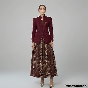 Modern Maroon Janggan Kebaya Set Elegant Indonesian Lace Jacket With Batik Skirt - Etsy