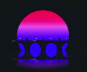 Retrowave Cars Crossing Bridge Live Wallpaper