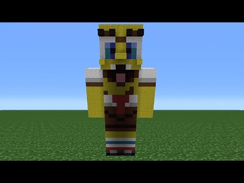 Minecraft Tutorial: How To Make A Spongebob Skin Statue