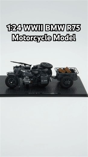 1:24 WWII BMW R75 Motorcycle Model Die-Cast Black Edition Showcase # #automobile #diecast #ww2