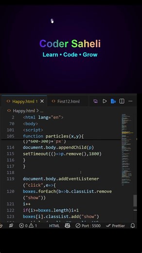 Click Magic Animation 😱 | Happy New Year 2026 For Beginners | HTML CSS JavaScript Coder Saheli#short