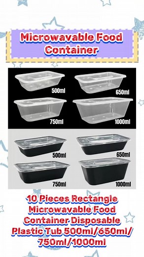 10 Pieces Rectangular Microwavable Food Containers