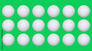 Animation of Golf ball throwing to Closeup Transition isolate on green screen. 3D animation sport.