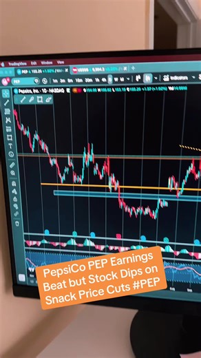 PEP earnings are out! PepsiCo beat on the top and bottom lines but shares are down. The company is slashing prices on snacks by 15% to win back customers. Plus, a new $10B buyback and a dividend increase to $5.92. Are you holding PEP for the dividends or worried about the price cuts? #pep #pepsico #stocks #dividend #investing