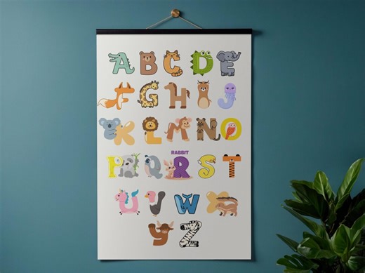 Animal Alphabet Poster for Nursery, ABC Wall Art, Educational Kids Room Decor, Gender Neutral Baby Print, Printable Alphabet Chart - Etsy