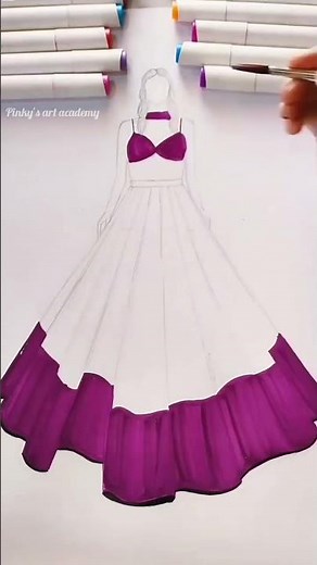 Dress drawing on a girl || fashion illustration drawing step by step 😱#artist