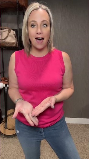 Loving this pink knit tank top for a chic and casual look!