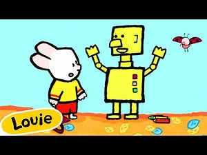 Louie, Draw Me A Robot 🎨 ✐ Drawing Videos For Kids ✐ | Cartoons for Kids