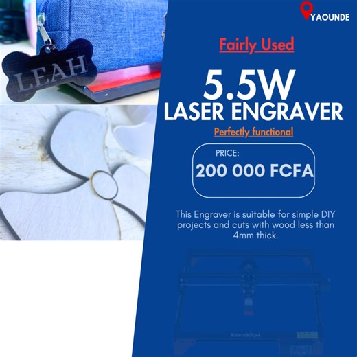 14K views · 32 reactions | We are selling our faily used 5.5W Laser Engraver for all your hobbyist and DIY projects. It is fully functional, has all its accessories and still performs as good as new. Check it out. 200k ONLY!!! Yaoundé. | 3Dthing | Facebook