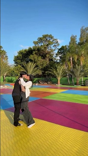 6ix9ine with his girlfriend Hallel Genesis on his new rainbow court
