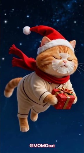 95📹 With a bandage yet holding an apple, starry winter nights carry gentle hope.~MOMOcat