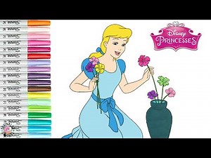 Disney Princess Coloring Book Pages Cinderella and Belle Flower Time