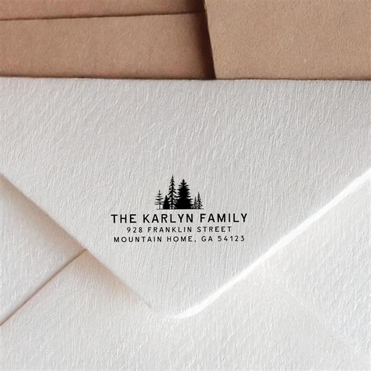 Custom Address Stamp Pine Tree Return Address Stamp, Evergreen Tree Stamp Self Inking Rubber Stamp - Etsy