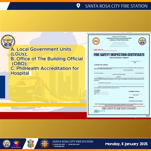 06 January 2025 | Fire Safety Inspection Certificate (FSIC) “Ang...