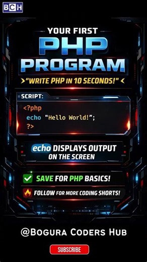 Your First PHP Program | Write Your First PHP Program in 10 Seconds! 🤯🔥 | Personal Home Page PHP