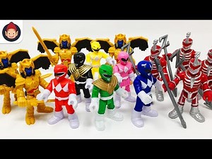 Imaginext Power Rangers Goldar Lord Zedd Clones Battle Red Ranger Green Ranger - Unboxing Toy Video